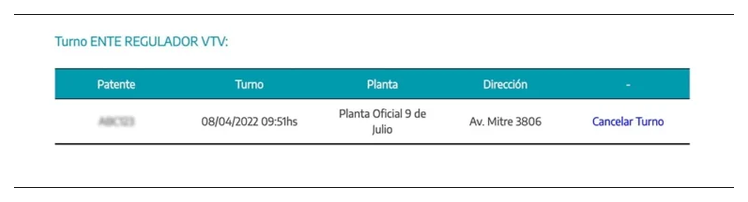 Paso 3 para consultar o cambiar el turno de la VTV en San Martín